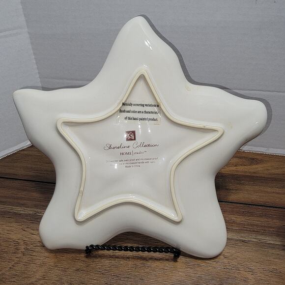 Set of 2 Shoreline Collection Hand Painted Glass Plates: Starfish & Seashell - Picture 3 of 8